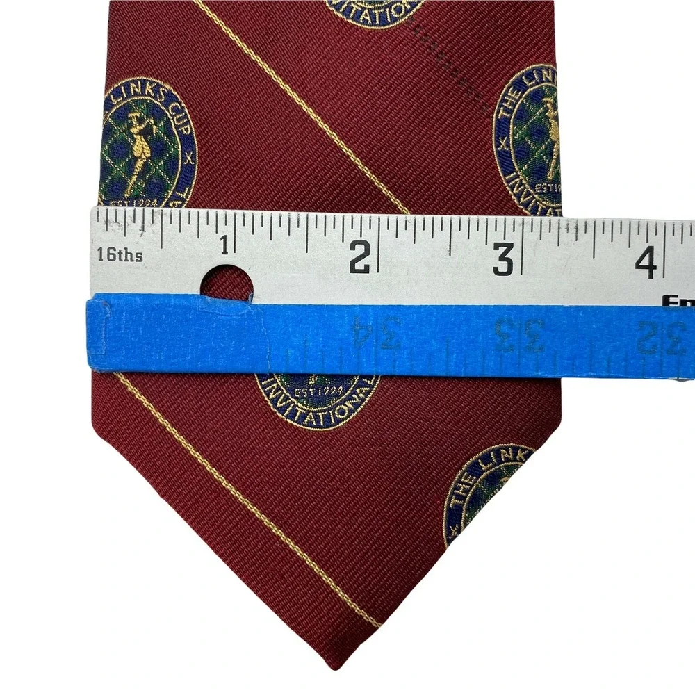 Robert Talbott Tie Mens Silk Red Gold The Links Cup Invitational Golf Necktie‎